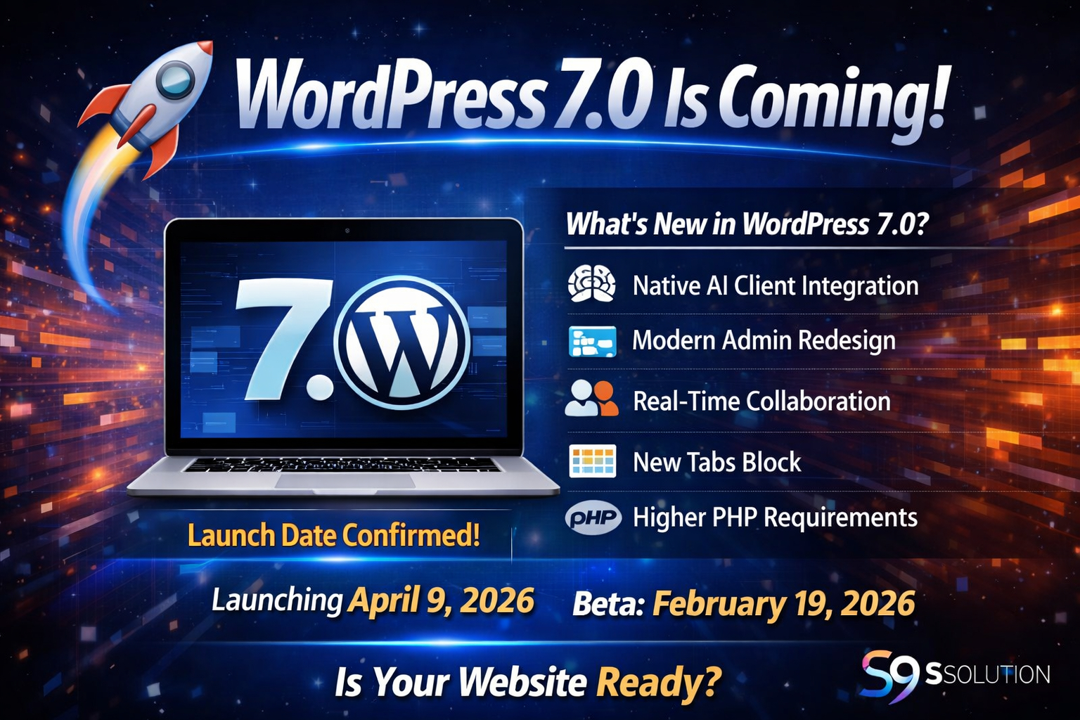 WordPress Release Date - s9 solution